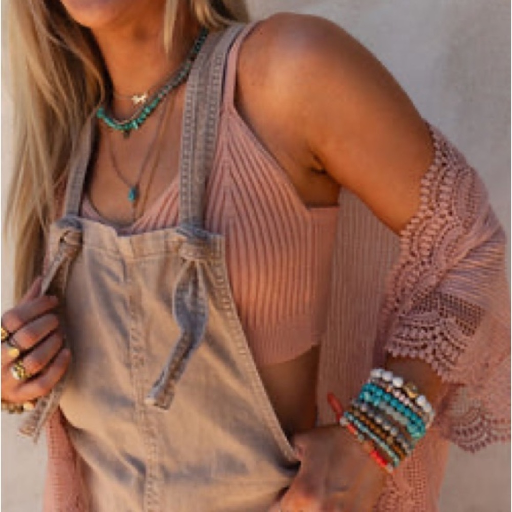 Three Bird Nest Pink Ribbed Bralette